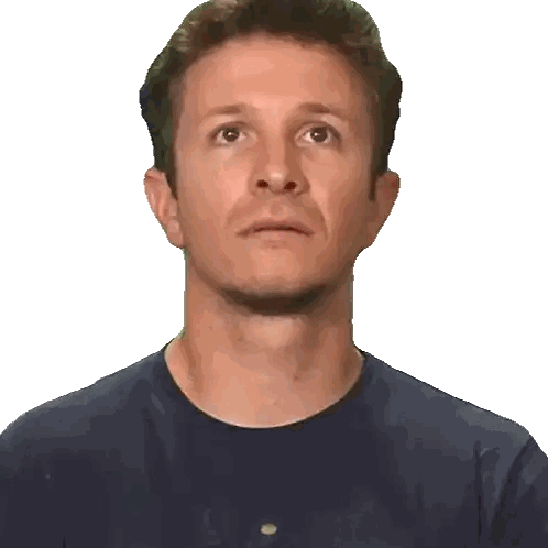 Man In Blue Shirt Looking Up Sticker