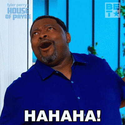 Man In Blue Shirt Making Funny Face Hahaha GIF
