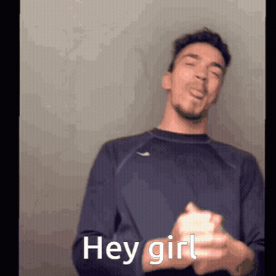 Man In Blue Shirt Making Funny Face Saying Hey Girl GIF