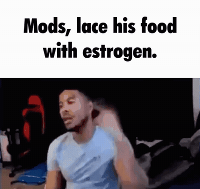 Man In Blue Shirt Mods Lace His Food With Estrogen GIF