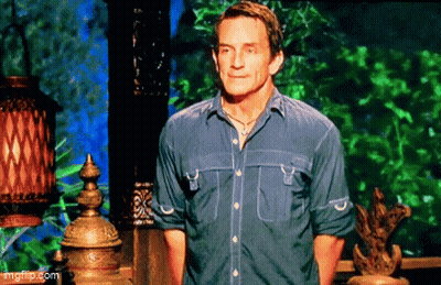 Man In Blue Shirt On Green Background GIF