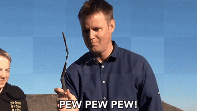 Man In Blue Shirt Pew Pew Pew GIF