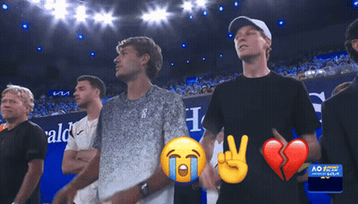 Man In Blue Shirt Playing Tennis NP Paribas Sign GIF
