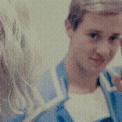 Man In Blue Shirt Pointing GIF