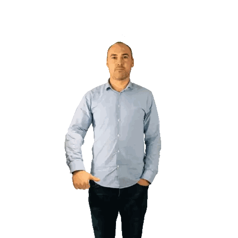 Man In Blue Shirt Pointing Right Sticker