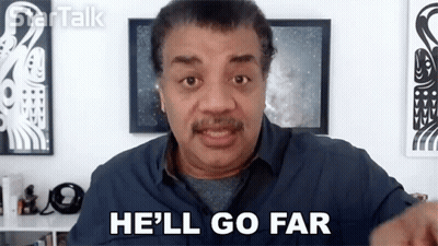 Man In Blue Shirt Pointing Saying He'll Go Far GIF