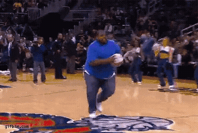 Man In Blue Shirt Running On Basketball Court GIF