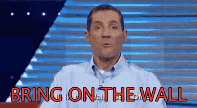 Man In Blue Shirt Saying Bring On The Wall GIF