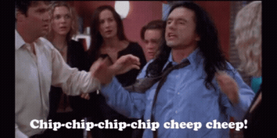 Man In Blue Shirt Saying Chip-Chip Cheep Cheep GIF