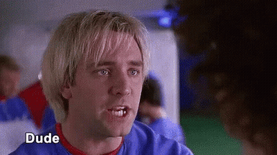 Man In Blue Shirt Saying Dude To Woman GIF