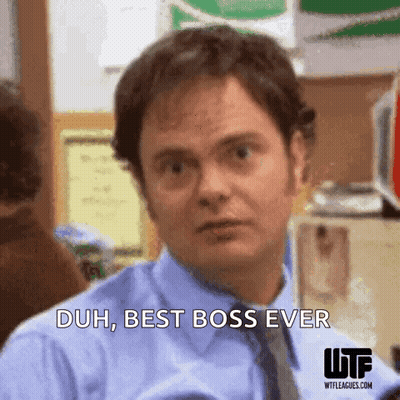 Man In Blue Shirt Saying Duh Best Boss Ever GIF