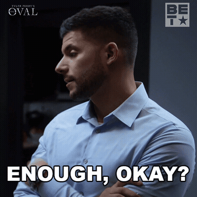 Man In Blue Shirt Saying Enough Okay GIF