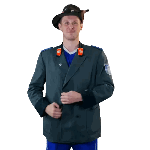 Man In Blue Shirt Saying Gebroperwig Sticker