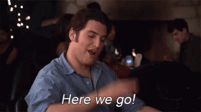 Man In Blue Shirt Saying Here We Go GIF