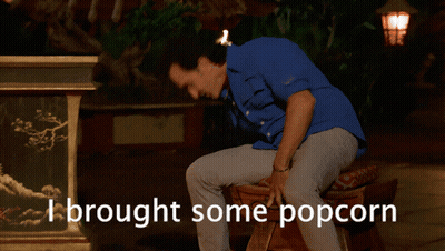 Man In Blue Shirt Saying I Brought Popcorn GIF
