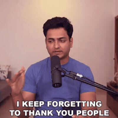 Man In Blue Shirt Saying I Keep Forgetting To Thank You People GIF