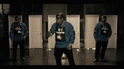 Man In Blue Shirt Saying I'm A Trapper Dancing GIF