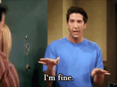Man In Blue Shirt Saying I'm Fine GIF