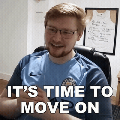Man In Blue Shirt Saying It's Time To Move On GIF