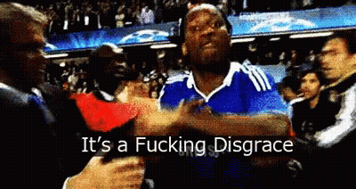 Man In Blue Shirt Saying Its A Disgrace GIF