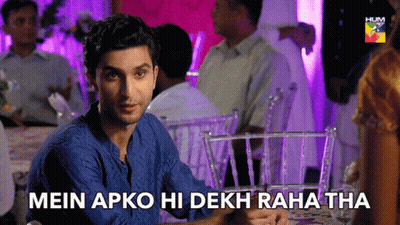 Man In Blue Shirt Saying Mein Apko Hi Dekh Raha Tha GIF