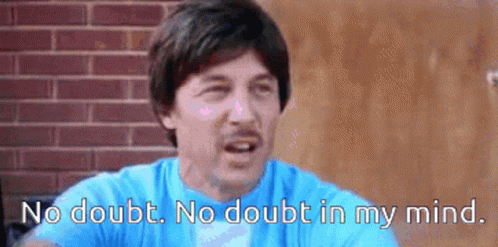 Man In Blue Shirt Saying No Doubt GIF