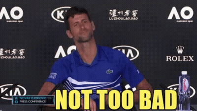Man In Blue Shirt Saying Not Too Bad In Front Of Rolex And Kia Logos GIF