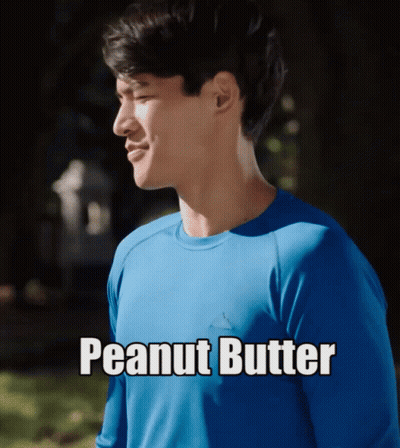 Man In Blue Shirt Saying Peanut Butter GIF