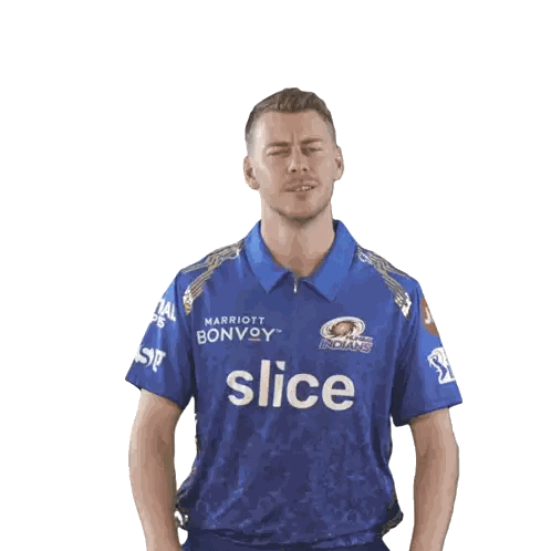 Man In Blue Shirt Saying Slice Sticker