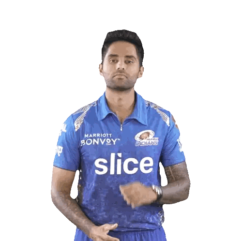 Man In Blue Shirt Saying Slice Sticker