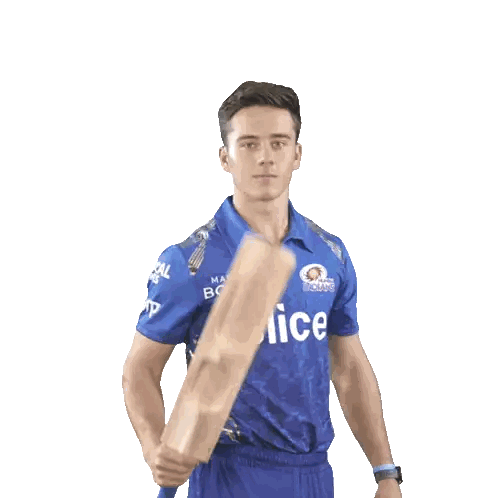 Man In Blue Shirt Saying Slice Holding Bat Sticker