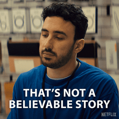 Man In Blue Shirt Saying That's Not A Believable Story GIF
