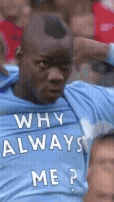 Man In Blue Shirt Saying Why Always Me GIF