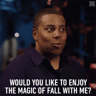 Man In Blue Shirt Saying Would You Like To Enjoy The Magic Of Fall With Me GIF