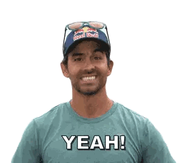 Man In Blue Shirt Saying Yeah Sticker