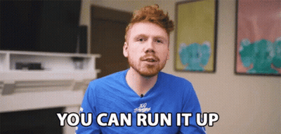 Man In Blue Shirt Saying You Can Run It Up GIF