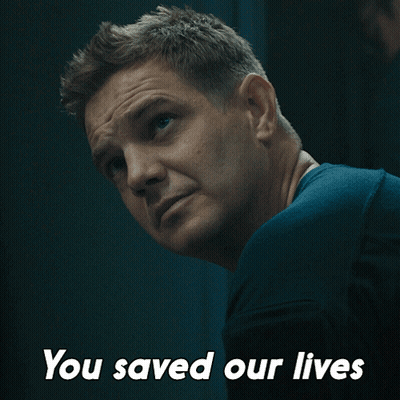 Man In Blue Shirt Saying You Saved Our Lives GIF