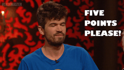 Man In Blue Shirt Says Five Points Please GIF
