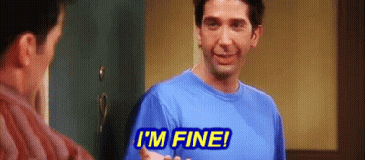 Man In Blue Shirt Says I'm Fine To Another Man GIF