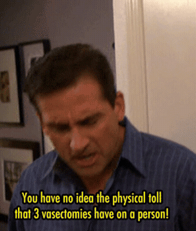 Man In Blue Shirt Says You Have No Idea The Physical Toll That 3 Vasectomies Have On A Person GIF