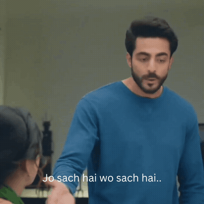 Man In Blue Shirt Shaking Hands With Woman Jo Sach Hai Wo Sach Hai GIF