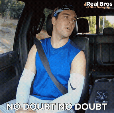 Man In Blue Shirt Sitting In Car Saying No Doubt No Doubt GIF