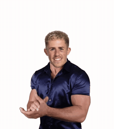 Man In Blue Shirt Smiling And Gesturing GIF