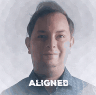 Man In Blue Shirt Smiling Word Aligned GIF