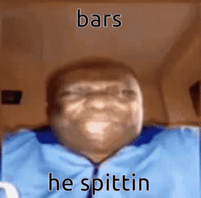 Man In Blue Shirt Spitting Bars GIF