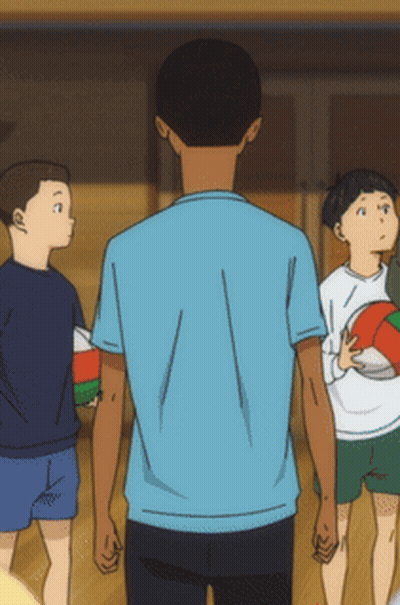 Man In Blue Shirt Standing In Front Of Kids GIF