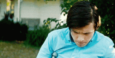 Man In Blue Shirt Sweating In Front Of White House GIF