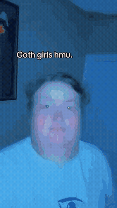 Man In Blue Shirt Talking About Goth Girls GIF