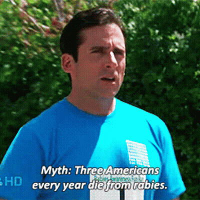 Man In Blue Shirt Talking About Rabies Myth GIF
