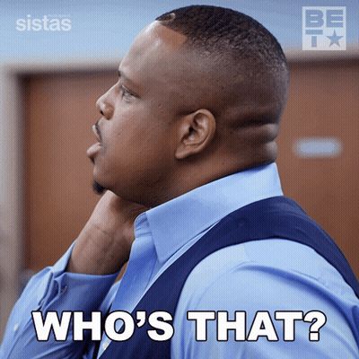 Man In Blue Shirt Vest Says Who's That GIF